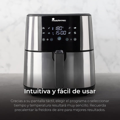 MasterPro Foodies XXL Friteuse Kit zonder olie, 6 l, 1800 W, samen met oliesproeispray, led-display en anti-aanbakmand, luchtfriteuse, 8 verschillende functies in 1