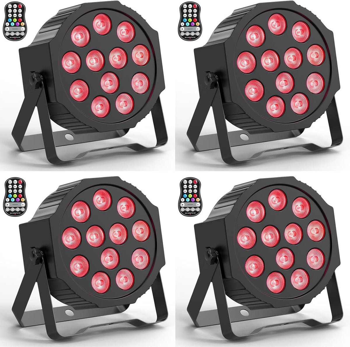 LED Parlicht – Podiumverlichting – DJ Licht – Disco Lamp – Feestverlichting – RGBW 12 LED 7 Kleuren – Draadloos Met Afstandsbediening & 5500mAh Batterij – Set Van 4 Stuks