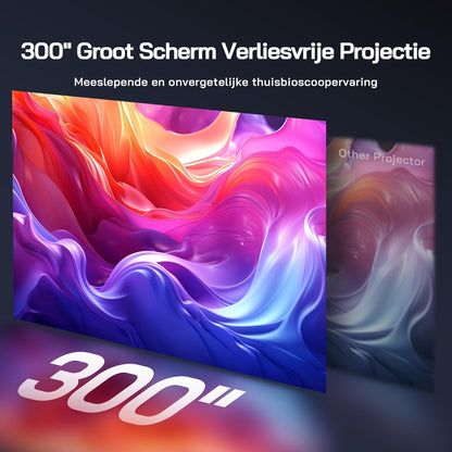 WOLFANG 4K Smart Beamer【Netflix Official & Autofocus/Keystone】28000 Lumen, WiFi 6 Draagbare Beamer met 5.2G Bluetooth, Home Theater Projector met 180° Verstelbare standaard voor 300" Schermen