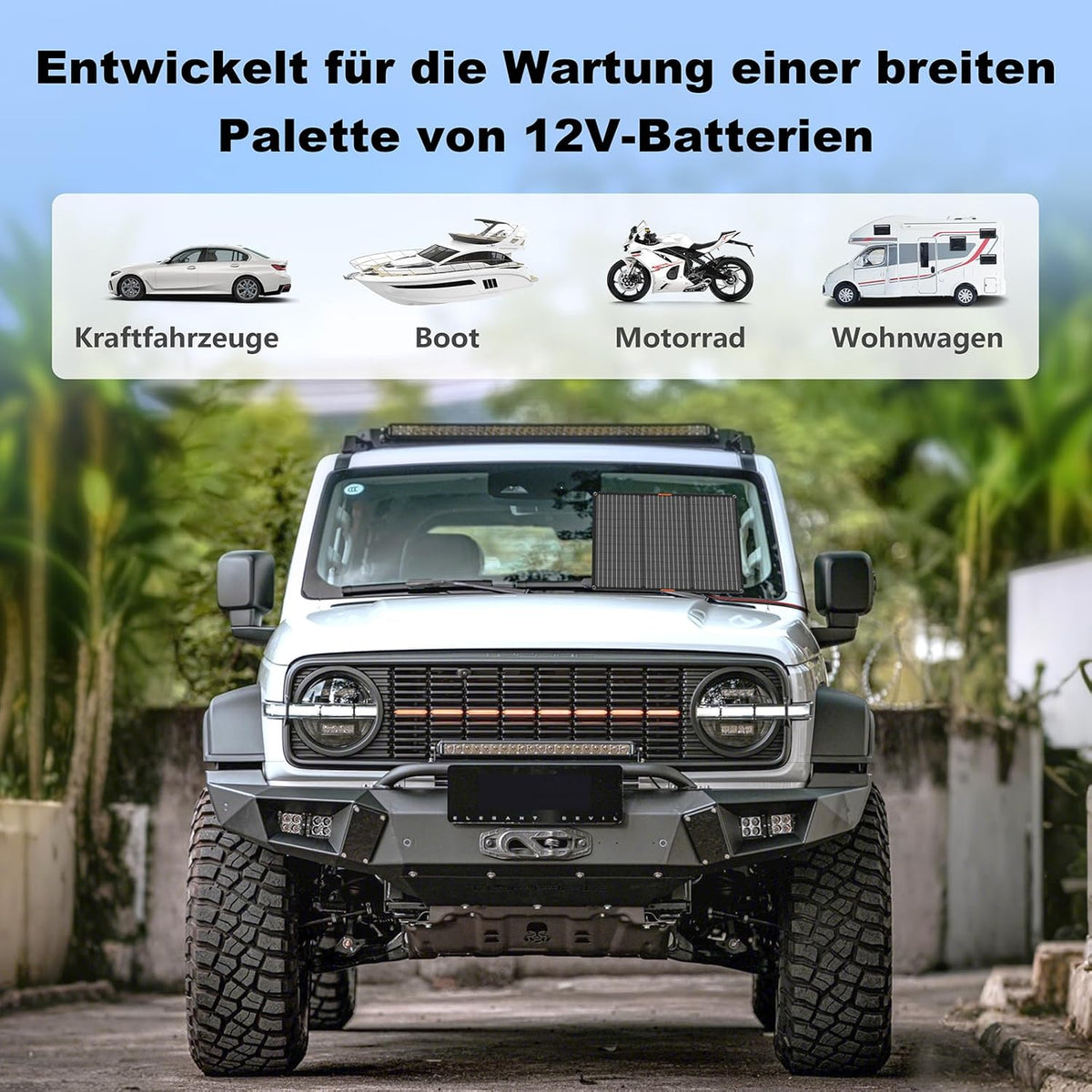 50 W 12 V zonne-auto-acculader, zonnepaneel maintainer draagbaar waterdicht power zonne-onderhoudslader voor boot, auto, camper met alligatorclip