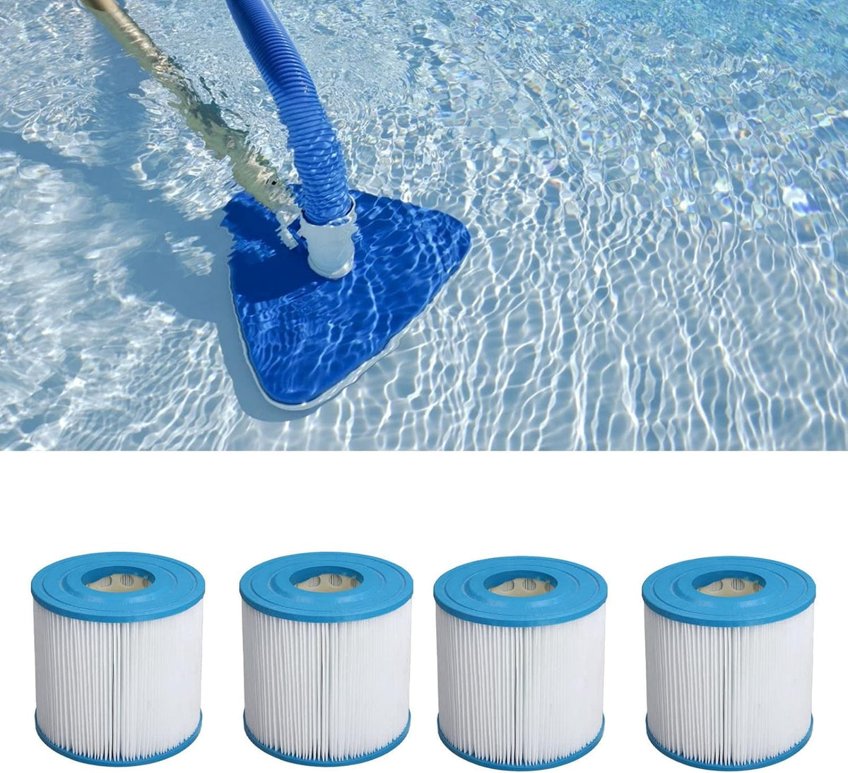Zwembadfilterpatroon – Filterelement – Filterpatroon – Filtercassette – Vervangingsfilter – Set van 4 – PP Polyestervezelweefsel – Gevouwen Ontwerp met Groot Filteroppervlak