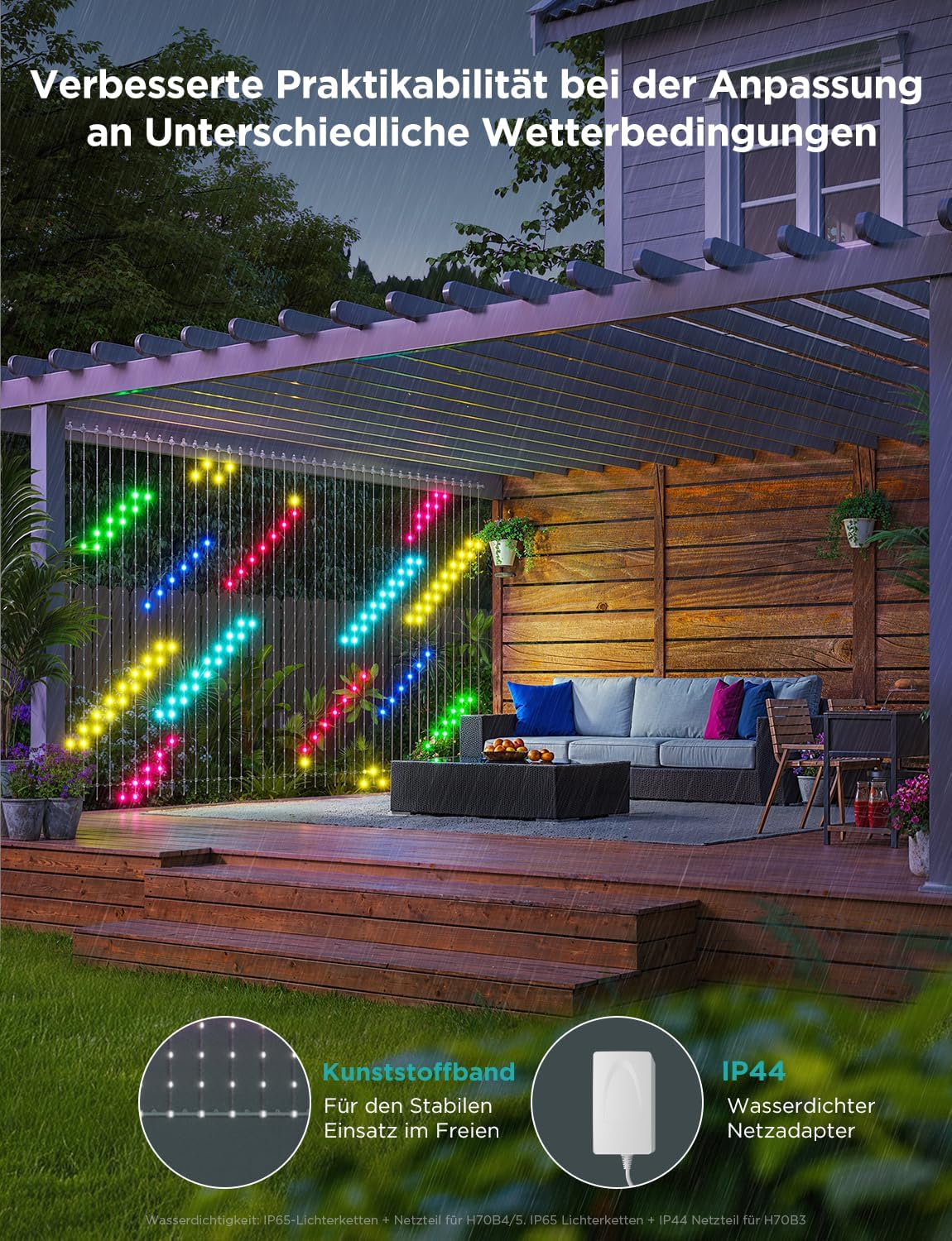 Govee Curtain Lights 2.0, DIY Smart LED-gordijn met GIF, 520 RGBIC-kleurveranderende LED-verlichting, max. IP65 waterdicht, Alexa-compatibel, feestdecoratie (1,5 × 2 m)