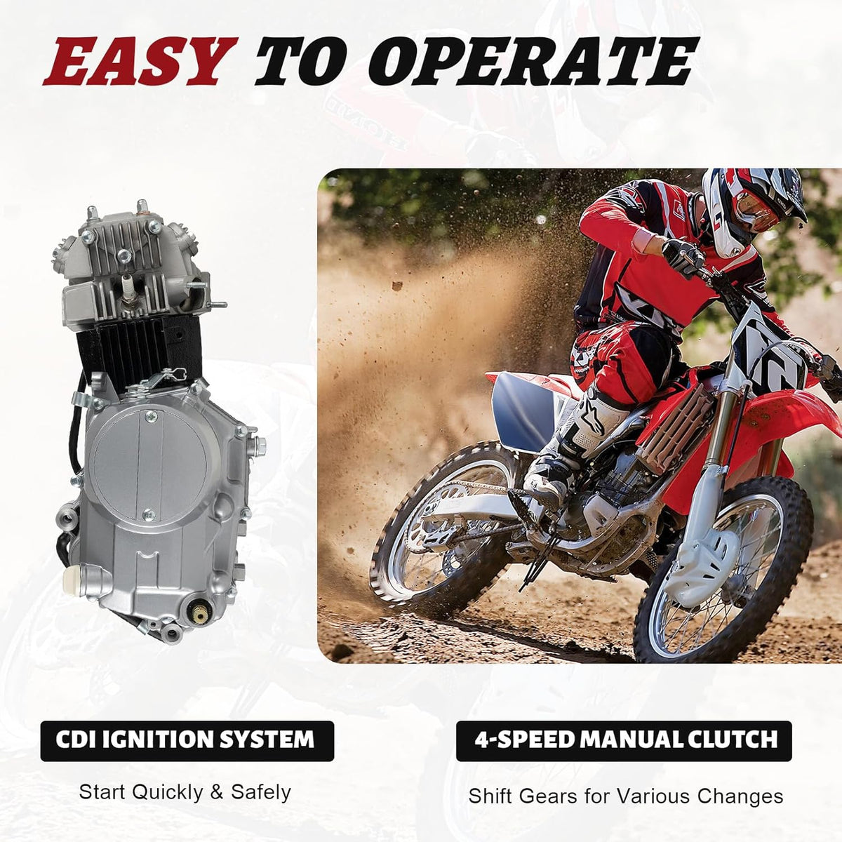 125cc engine 4-stroke engine 4-speed manual clutch motor pitbike engine CDI cylinder 125cc engine Dirt Bike Engine Kickstarter 125cc engine 9.0:1 compression ratio & PZ16J carburetor - QUORE