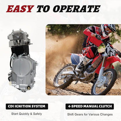 125cc engine 4-stroke engine 4-speed manual clutch motor pitbike engine CDI cylinder 125cc engine Dirt Bike Engine Kickstarter 125cc engine 9.0:1 compression ratio & PZ16J carburetor - QUORE