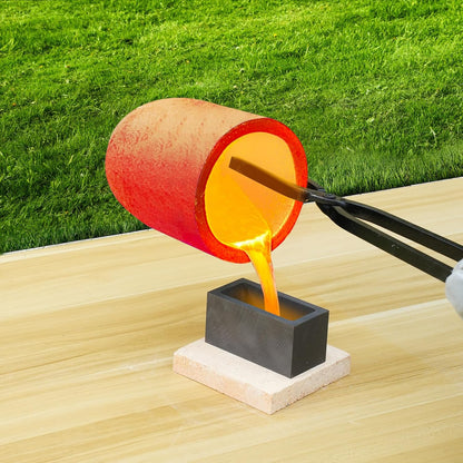 VEVOR Set van smeltoven met propaangas, inhoud 16 kg, maximale temperatuur 1370 °C, oven van roestvrij staal voor metaalsmeden en smeltoven, set met 2 propaanbranders
