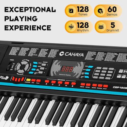 Keyboard 61 Toetsen – Pianotoetsenbord – Elektrisch Keyboard – Elektronisch Keyboard – Muziektoetsenbord – 128 Geluiden En 128 Ritmes – 3 Leermodi