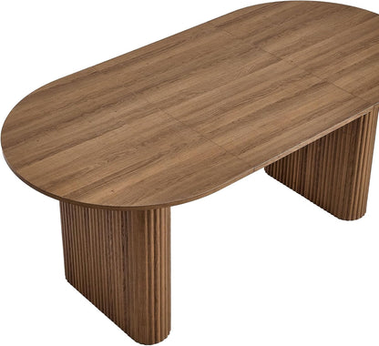 Grote Ovale Eettafel – Eettafel Rond – Keukentafel – Tafel Voor Restaurant – Werktafel – MDF Blad Met Houtnerf – Robuuste Elliptische Poten