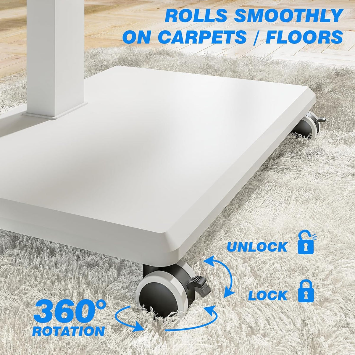 Draagbare tv met standaard met wieltjes voor 42-75 inch, hoogteverstelling met zwengel, tv-beugel voor de vloer, maximale belasting 50 kg, VESA max. 600 × 500 mm