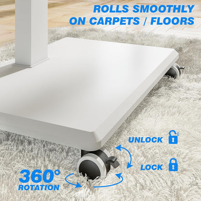 Draagbare tv met standaard met wieltjes voor 42-75 inch, hoogteverstelling met zwengel, tv-beugel voor de vloer, maximale belasting 50 kg, VESA max. 600 × 500 mm