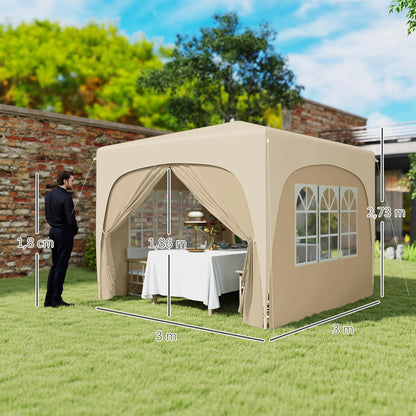 Paviljoen – Tuinpaviljoen – Partytent – Gazebo – Overkapping – 3x3 meter – UPF 50+ UV-Bescherming – Waterafstotend en Opvouwbaar