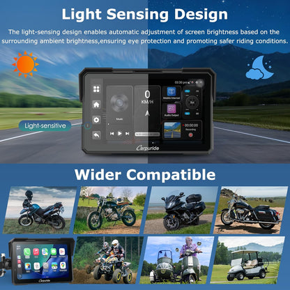 Motorfiets Navigatie – Motornavigatie – GPS Navigatie – CarPlay Scherm – Android Auto – 7 Inch Waterdicht Touchscreen – Dubbele 1080P Dashcam Voor en Achter