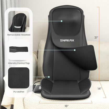 Snailax Verbeterd Shiatsu massagekussen met warmte, massagekussen met compressie, kneden, trillingen, full-body massageapparaat voor rug, nek, schouder, rugmassageapparaat, geschenken