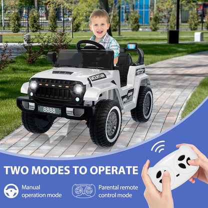 Elektrische auto voor kinderen, 12 V, kinderauto met 2,4 G-afstandsbediening, elektrische auto met bluetooth, muziek, claxon en koplamp, 3-6,5 km/u, kindervoertuig, elektrisch voor kinderen van 3 tot