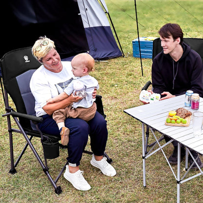 EVER ADVANCED Campingstoel voor volwassenen, set van 2 extra grote 230 kg, klapstoel voor zware mensen met zijvak, extra breed met harde armleuning, opvouwbaar, voor tuin, vissen, outdoor, inklapbaar