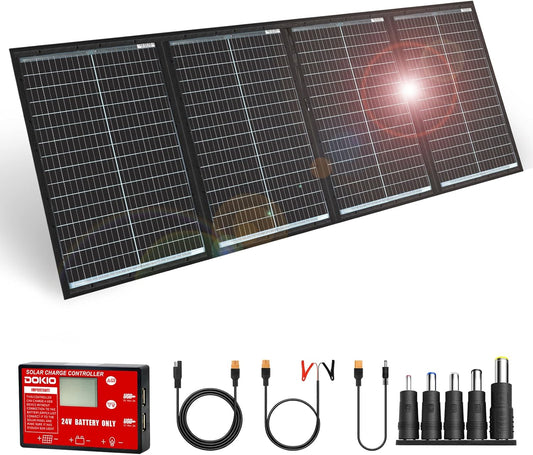 Opvouwbaar Zonnepaneel 200 W 36 V – Zonnepaneel – Zonnekoffer – Zonnecellen – Zonnekit – Monokristallijn Tot 23% Efficiëntie – Complete Set Met Laadregelaar En Kabels Voor 24V AGM, Gel En Loodzuuraccu's