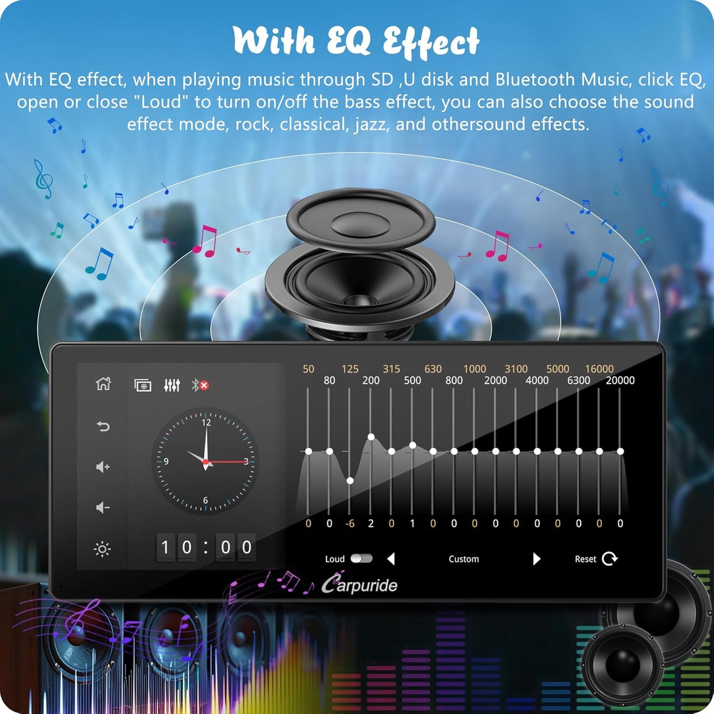 Carpuride W103 Pro met draadloze Bluetooth-overdracht, draagbaar Carplay en Android Auto-autoradio, 10,3 inch 1080P-touchscreen, Mirror Link/GPS/Siri/FM, met 3 houders