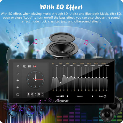 Carpuride W103 Pro met draadloze Bluetooth-overdracht, draagbaar Carplay en Android Auto-autoradio, 10,3 inch 1080P-touchscreen, Mirror Link/GPS/Siri/FM, met 3 houders