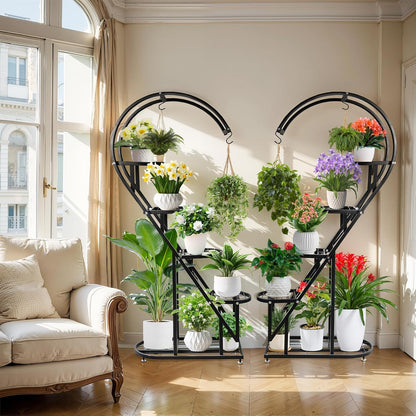 Plantenstandaard – Plantenrek – Bloemenrek – Bloemenstandaard – Plantenhouder – 5 Etages Hartvormig – Gepoedercoat Metaal – Voor Binnen En Buiten