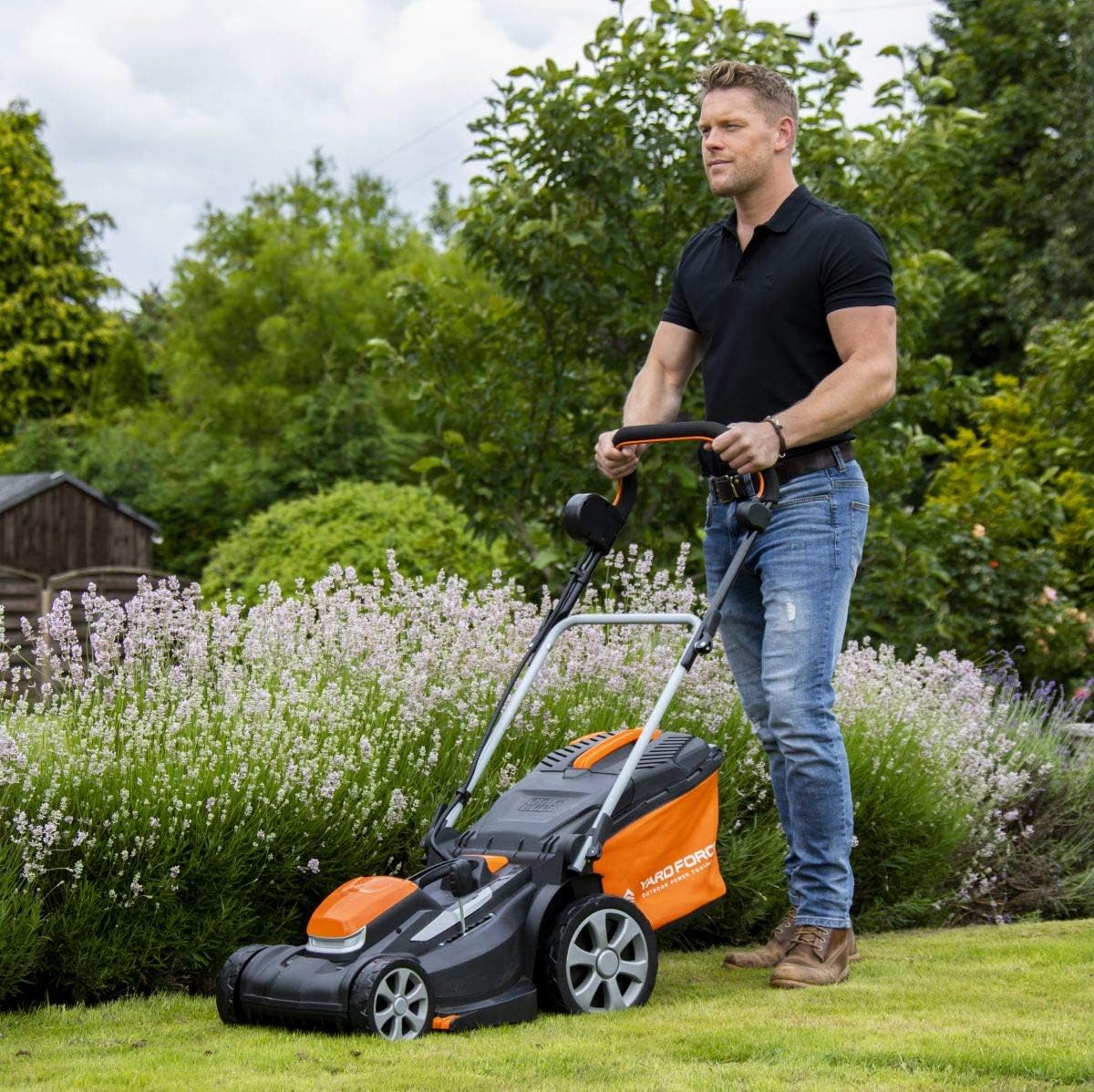 Yard Force Draaibare grasmaaier, draadloos, 37 cm, met lithium-ion-accu 40 V en snellader LM G37A