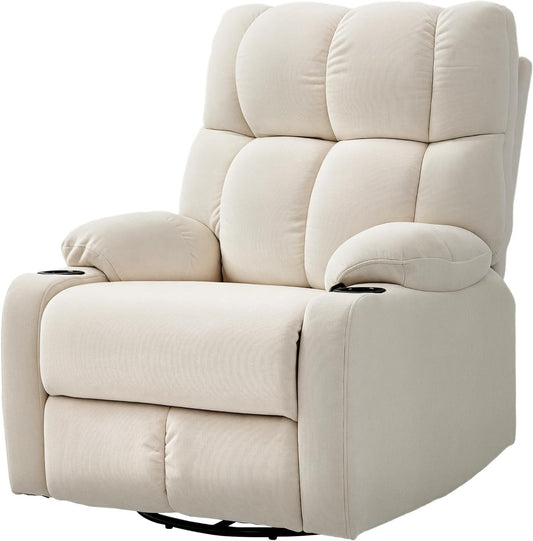 HOMCOM Recliner Chair, TV Chair with Reclining Function, Sun Lounger, Chair with Adjustable Backrest, Footrest, Relaxing Chair with Linen Look for Living Room, Bedroom, Beige - QUORE