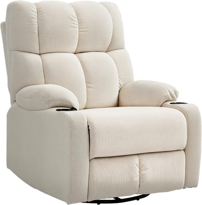 HOMCOM Relaxstoel, televisiestoel met ligfunctie, ligstoel, stoel met verstelbare rugleuning, voetensteun, relaxstoel met linnenlook voor woonkamer, slaapkamer, beige