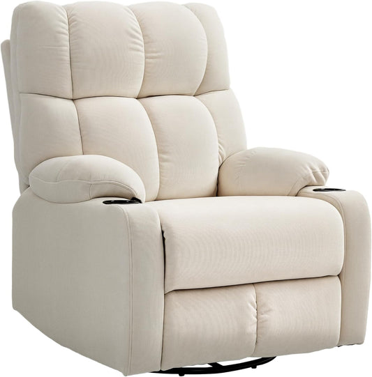 HOMCOM Relaxstoel, televisiestoel met ligfunctie, ligstoel, stoel met verstelbare rugleuning, voetensteun, relaxstoel met linnenlook voor woonkamer, slaapkamer, beige
