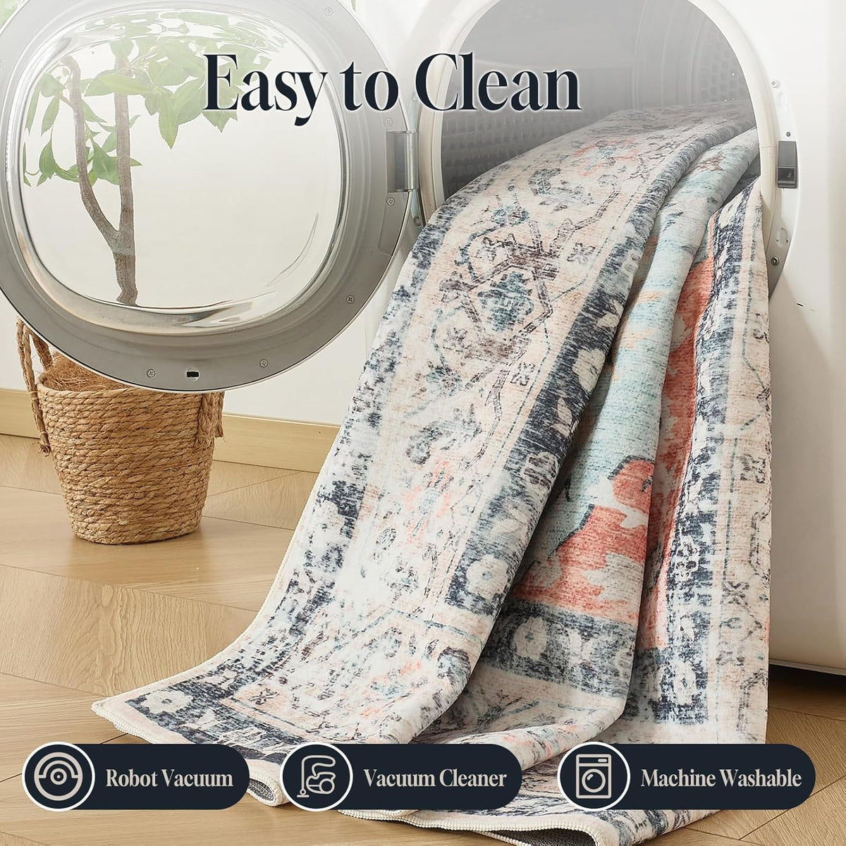 CHOSHOME Wasbare vloerkleden voor woonkamer, slaapkamer, keuken, eetkamer, 200 x 290 cm, oranje-groen