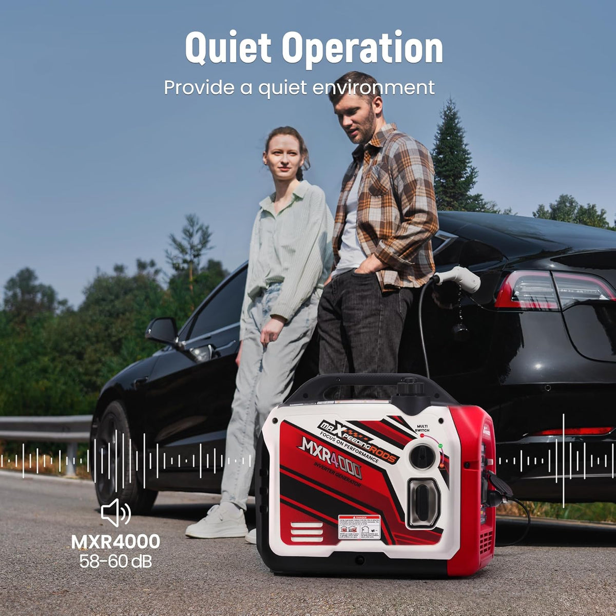 maXpeedingrods Stroomgenerator, inverter, 3500 W, benzinegenerator, met gegevensbewaking via Bluetooth®-app, geschikt voor camper, outdoor camping, back-up voor thuis