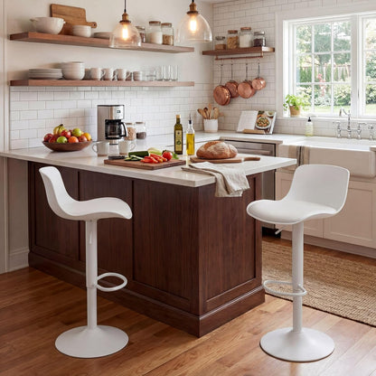 YOUNIKE Barkruk set van 2 wit, in hoogte verstelbare draaibare barstoel met rugleuning, hoge barstoelen als keukenstoel, toonstoel, praktische barkruk voor toonbank, keuken eetkamer