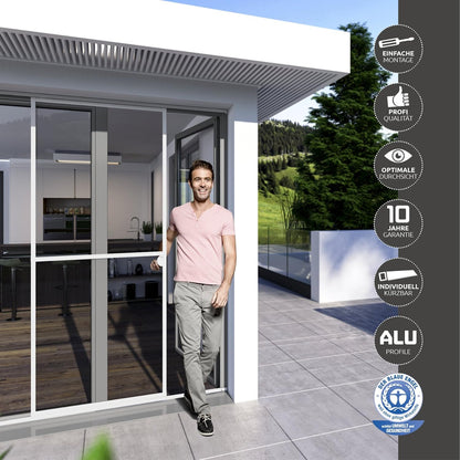 Windhager Insectenbescherming Expert schuifdeur vliegenscherm aluminium frame voor deuren 120 x 240 cm wit 04317
