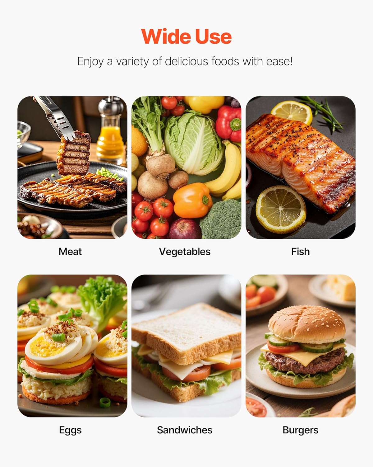 VEVOR Elektrische grill voor Panini 1800 W, sandwichplaat met geëmailleerde plaat, 22 x 23 cm, roestvrij staal, handgreep, temperatuurcontrole, voor hamburgers, steaks