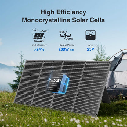 Zonnepaneel draagbaar – Zonnepaneel opvouwbaar – Solar Charger – Draagbare oplader – Powerstation zonnepaneel – 200W vermogen – Verstelbare standaard