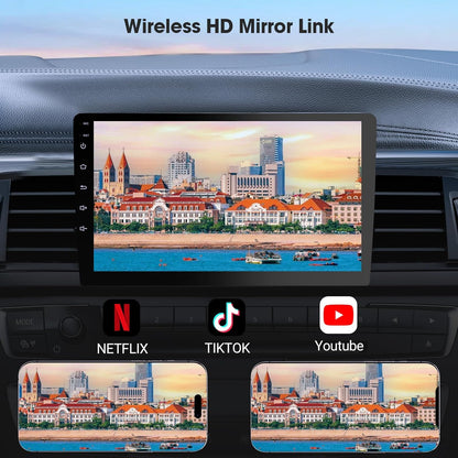 Draadloze Dual Din CarPlay autoradio met Apple CarPlay en Android Auto, CarPlay scherm, spraakbesturing met achteruitrijcamera, bluetooth, navigatie, mirror link (10,1 inch)