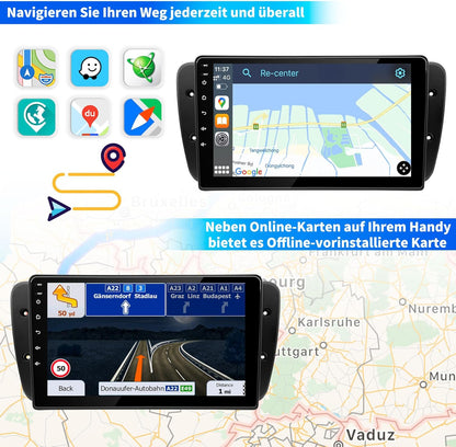 Autoradio voor Seat Ibiza 6J 2009 2010 2011 2012 2013, Android 13 GPS FM 2+64G, 9 inch touchscreen, Ondersteunt navigatie Carplay Android Auto Bluetooth 5.0 WiFi Spraakgestuurde Radio