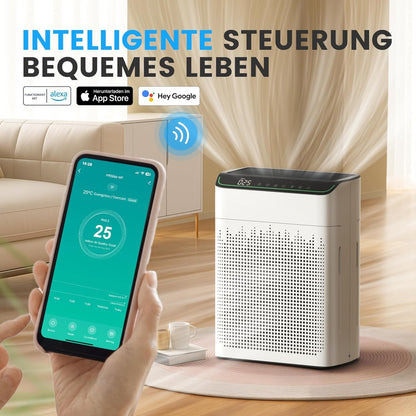 Operan Luchtreiniger met allergieën, Advanced Air Purifier voor appartementen en rookkamers, Wi-Fi & App Control, CADR 340 m³/h (158 m²), Smart Auto-mode, HEPA-filter tegen stof, pollen, dierenharen