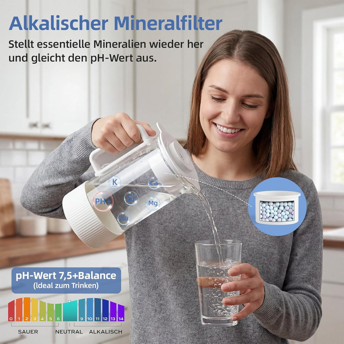 Optisch osmose-installatie, drinkwater, 6-traps filtratie tegen nitraat en PFAS, afvalwaterverhouding 4:1, TDS-monitor, 4L-tank, 1,2 l remineraliserende glazen kan voor alkalisch water, nulinstallatie