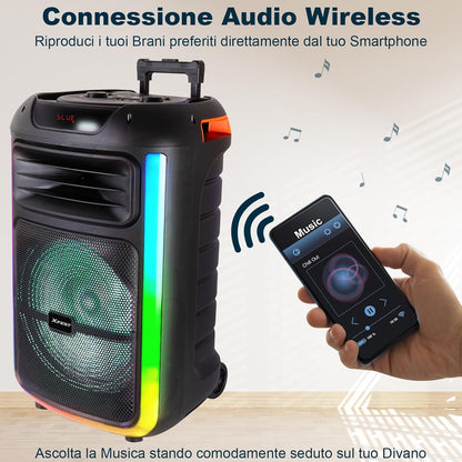 Draadloze Feestspeaker – Karaoke Speaker – Partyspeaker – Draagbare Luidspreker – Bluetooth Speaker – Inclusief Microfoon – 100 W Vermogen – TWS-Functie