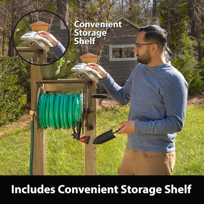 Liberty GARDEN 704 Decorative Cast Aluminum Wall Mount Garden Hose Reel, Holds 125-Feet of 5/8-Inch Hose - Bronze