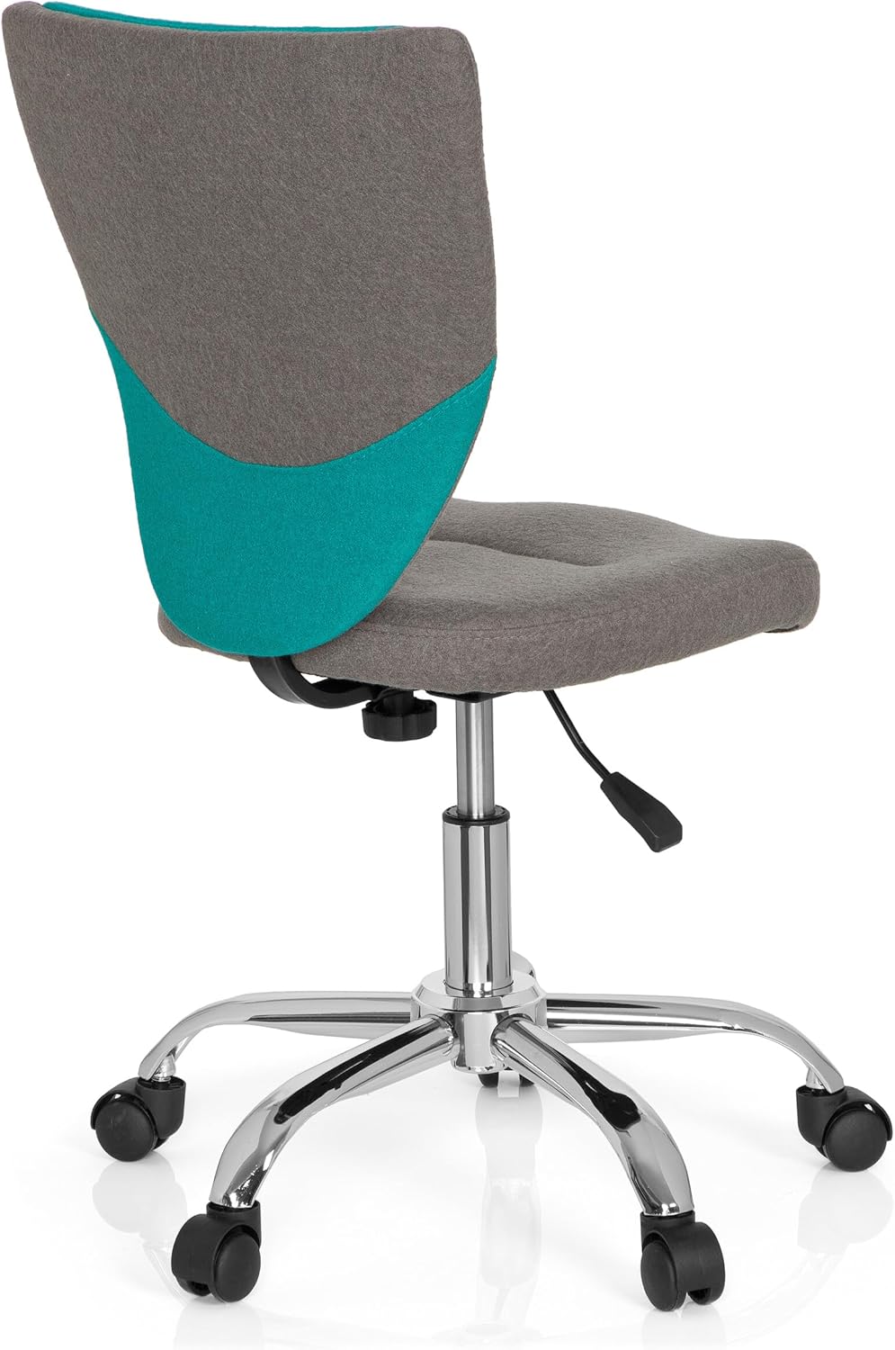 hjh OFFICE 670630 kinderbureaustoel KIDDY COMFORT stof grijs/turquoise draaistoel jeugdstoel bureaustoel, in hoogte verstelbaar