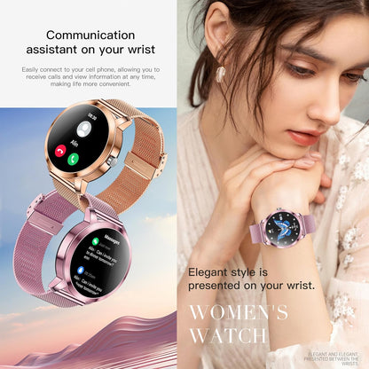 Smartwatch voor Damen met Bluetooth Bellen, 3 Armbanden, 1,09" Slimme Horloge, IP68 Waterdicht Sporthorloges, Hartslagmeter, SpO2, Slaapmonitor, Fitnesstrackerhorloge voor Android/iOS (Roze)