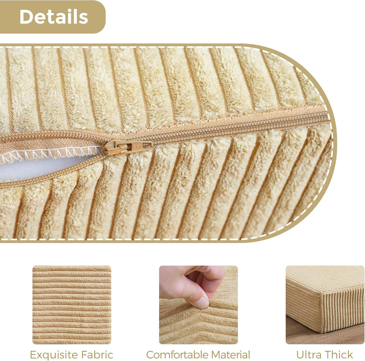 MAXYOYO Opvouwbare corduroy matras, drievoudig vloermatras 15 cm dik met wasbare hoes, opvouwbaar in drie, ruimtebesparend voor gasten (kameel, eenpersoons)