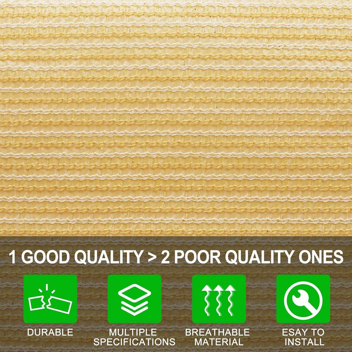 Shatex 8x12ft 90% UV Blok Outdoor Zonnebrandcrème Schaduw Panel, Patio/Venster/RV Luifel, Getapete Rand met Doorvoertule
