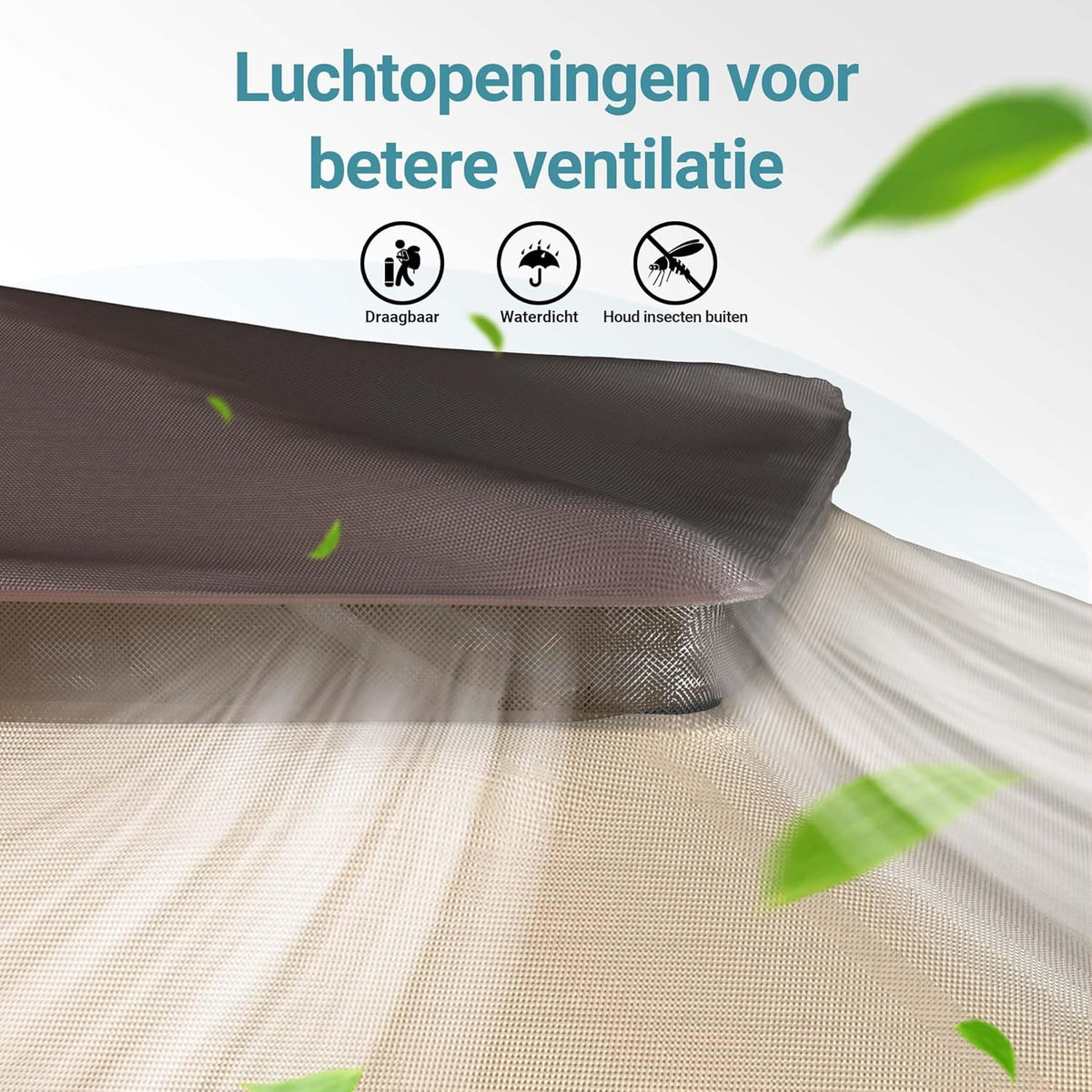 Wiltec opvouwbaar paviljoen partytent met muggennet tuinpaviljoen beige 4 x 4 m