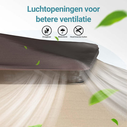 Wiltec opvouwbaar paviljoen partytent met muggennet tuinpaviljoen beige 4 x 4 m