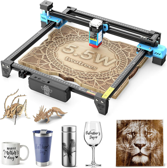 Lasergraveermachine 5,5 W – Lasersnijder – Graveermachine – Lasercutter – Lasergraveerder – 0,08 x 0,08 mm Laserspot – 300 x 300 mm Werkoppervlak