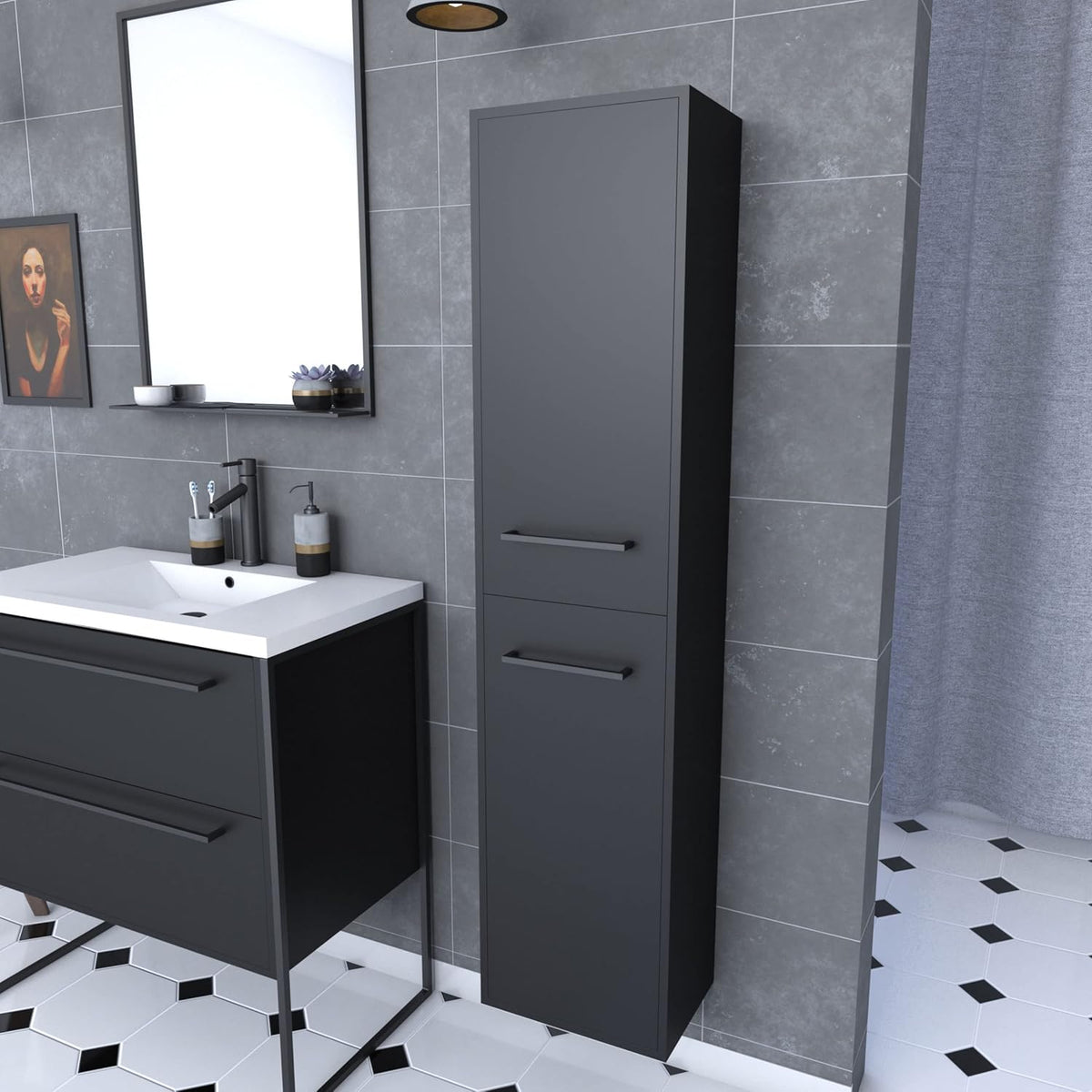 Aurlane PACM059 Structura P059 badkamerzuil, zwart/wit