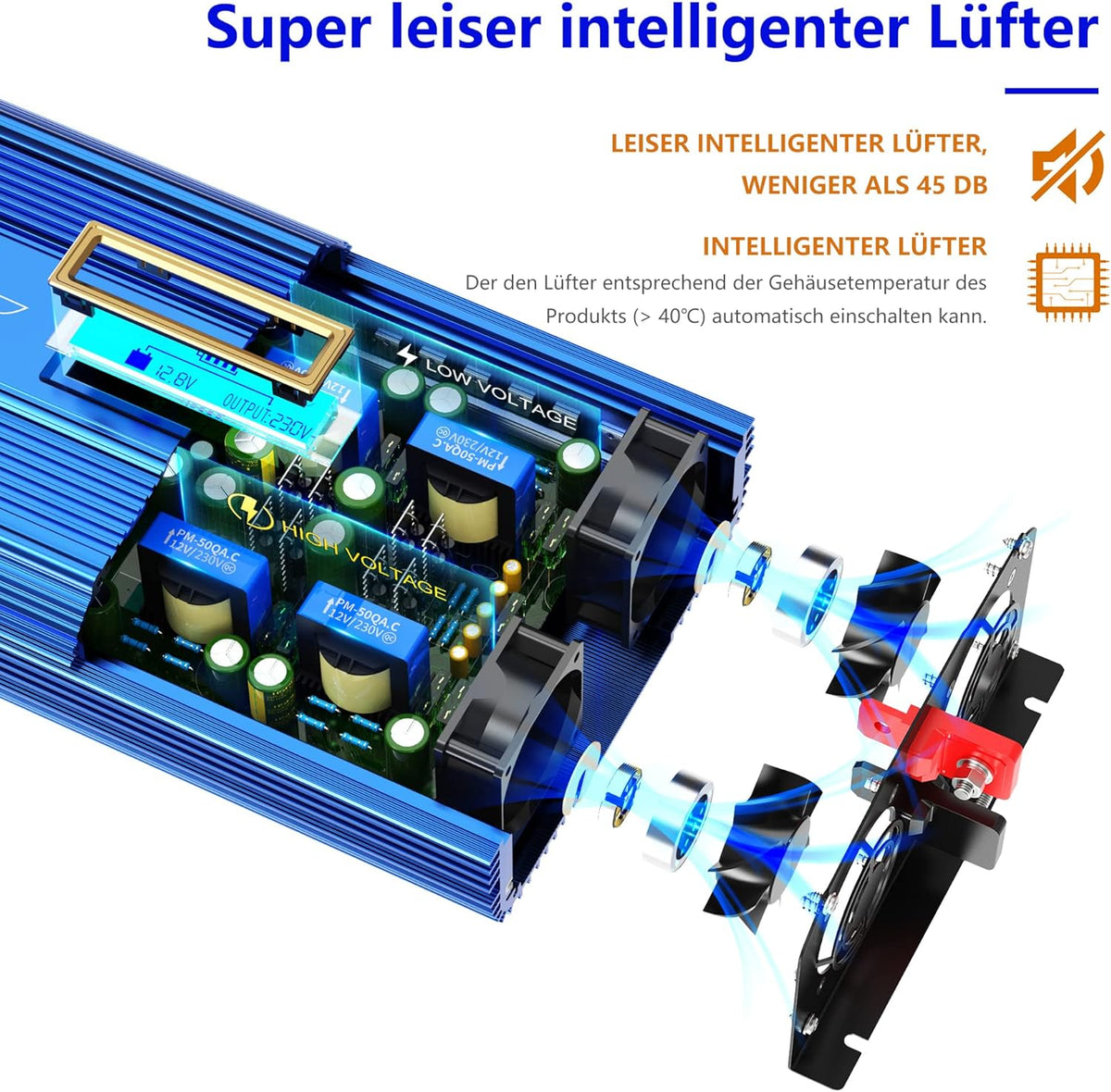 1500 W 12 V naar 230 V zuivere sinusomvormer met 2 AC-stopcontacten, 2 x 2,4 A, USB-poorten, afstandsbediening en lcd-display voor camper GIANDEL