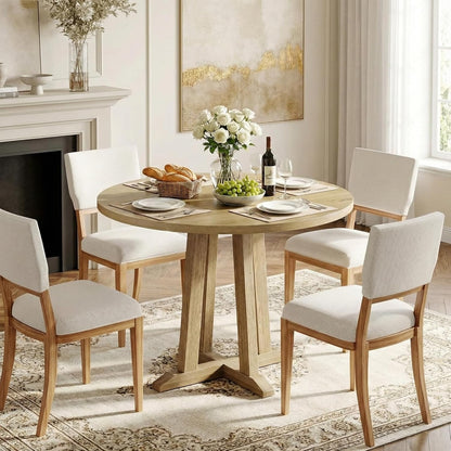 Ronde Eettafel – Eetkamertafel – Dining Table – Houten Eettafel – Kleine Keuken Tafel – Compact 80 cm Diameter – Duurzaam MDF Met Houtfineer