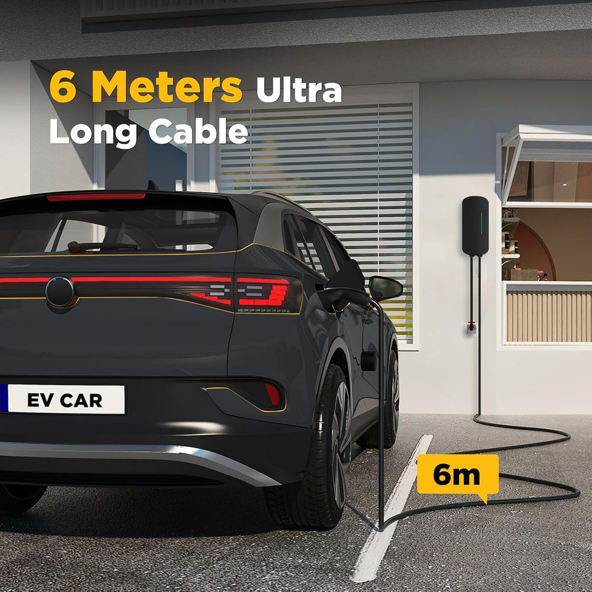 Morec EV laadstation ev oplader 7 kW / 11 kW / 22 KW type 2 EU standaard IEC 62196-2 stekker met stroomkabel voor verdeelkast draagbare snelle wandbox 6,1 m (YM30C-11KW-T2-CEE)