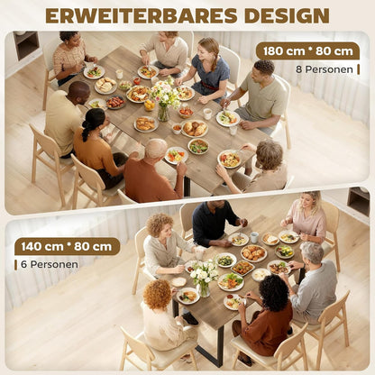 Uittrekbare Eettafel – Uitklapbare Tafel – Verlengbare Tafel – Inklapbare Eettafel – Ruimtebesparende Tafel – Industrieel Design – 140-180 cm Uitbreidbaar